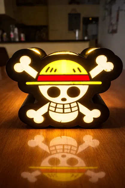 Ống Cắm Bút Đầu Lâu Mũ Rơm gắn LED – RGB Desk Organizer | Dễ In - Image 7