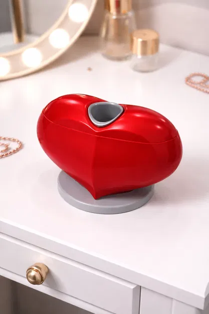 Hộp Trang Sức Trái Tim In 3D: Mở Trượt Bên Hông, Trục Dẫn Hướng Trung Tâm - Image 1