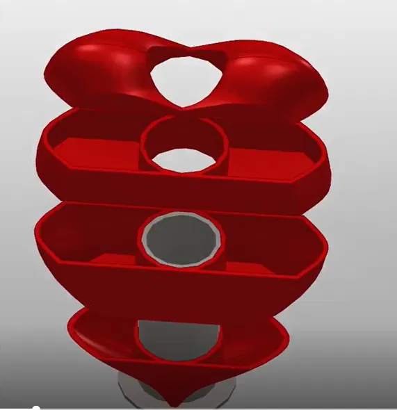 Hộp Trang Sức Trái Tim In 3D: Mở Trượt Bên Hông, Trục Dẫn Hướng Trung Tâm - Image 3