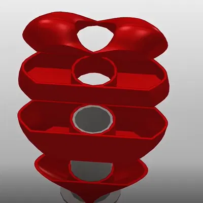 Hộp Trang Sức Trái Tim In 3D: Mở Trượt Bên Hông, Trục Dẫn Hướng Trung Tâm