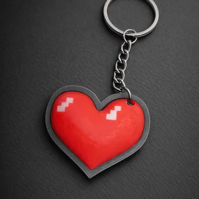 Móc Khóa Trái Tim Pixel – Charm Tình Yêu In 3D