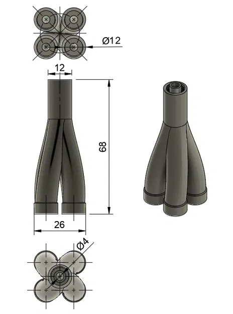 Bộ chia PTFE 4 nhánh ren M10 cho đầu nối PC4 - Image 5