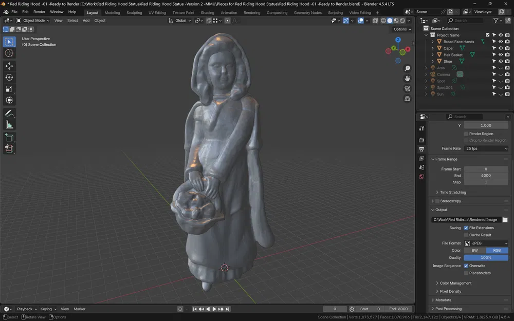 Tượng Cô Bé Quàng Khăn Đỏ (Red Riding Hood Statue) - Image 6