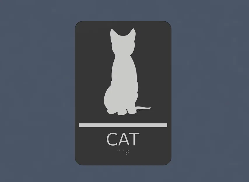 Bảng Hiệu Khay Cát Mèo Chuẩn ADA (ADA Compliant Cat Litter Box Sign) - Image 1