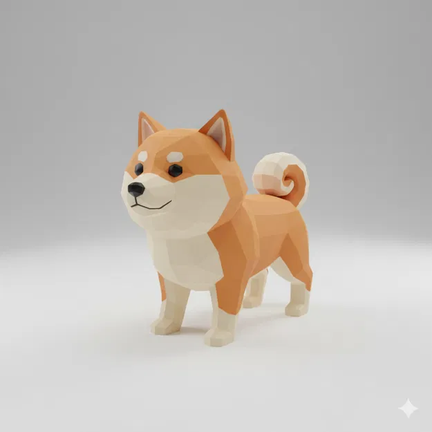 Chó Shiba Inu Low Poly - Image 1