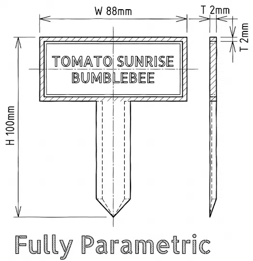 Bảng Nhãn Cắm Cây Trong Vườn Dạng Tham Số (Parametric Garden Plant Stake Label Signs) - Image 3