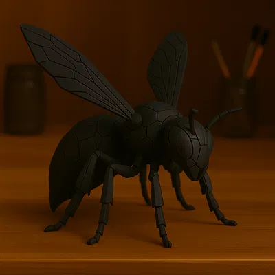Tượng Ong Bắp Cày Đen Hình Học (Geometric Black Wasp Sculpture)