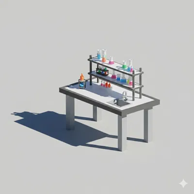 Bàn thí nghiệm Low Poly (Low Poly Laboratory Table)