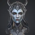 Tượng Bust Nữ Vương Quỷ Dark Elf – Fantasy Gothic Có Sừng - Thumbnail 1