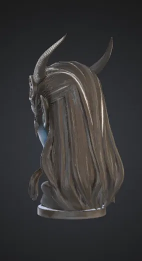 Tượng Bust Nữ Vương Quỷ Dark Elf – Fantasy Gothic Có Sừng - Image 2