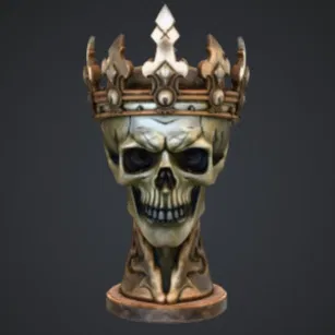 Tượng Bán Thân Vua Đầu Lâu Gothic – Bộ Xương Đội Vương Miện Cầu Kỳ