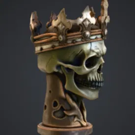 Tượng Bán Thân Vua Đầu Lâu Gothic – Bộ Xương Đội Vương Miện Cầu Kỳ