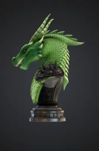 Tượng Bán Thân Rồng Xanh – Đầu Rồng Fantasy Chi Tiết Cao - Image 1