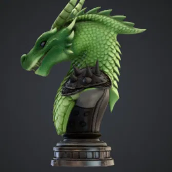 Tượng Bán Thân Rồng Xanh – Đầu Rồng Fantasy Chi Tiết Cao