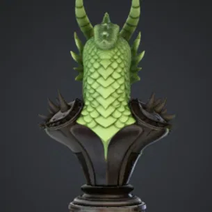 Tượng Bán Thân Rồng Xanh – Đầu Rồng Fantasy Chi Tiết Cao