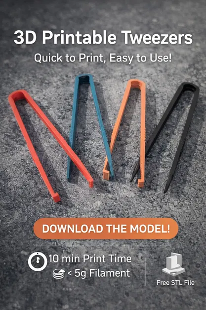 4 Mẫu Nhíp 3D In Được – In 10 Phút, Dưới 5g Filament - Image 1