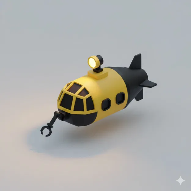 Tàu lặn biển sâu Low Poly - Image 1