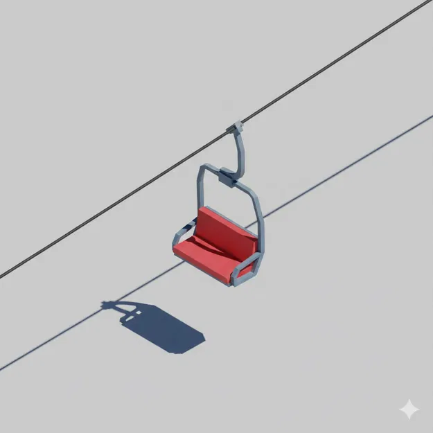 Ghế cáp treo trượt tuyết Low Poly - Image 1