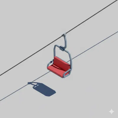 Ghế cáp treo trượt tuyết Low Poly