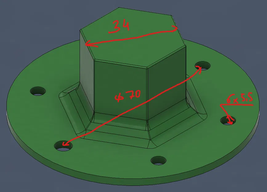 Adapter vô lăng sang cờ lê lực (6 x 70mm sang đầu tuýp 34) - Image 1