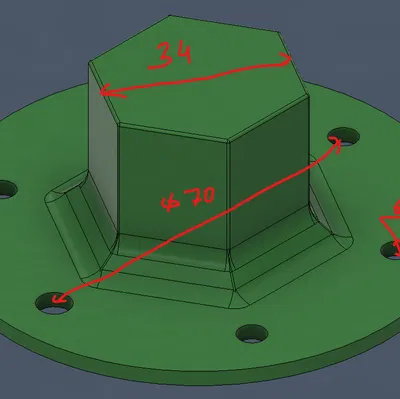 Adapter vô lăng sang cờ lê lực (6 x 70mm sang đầu tuýp 34)