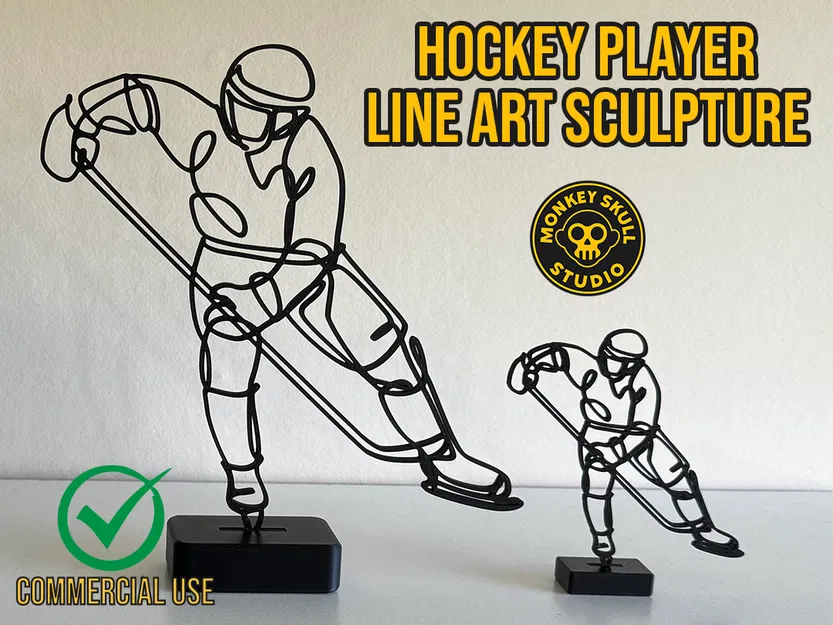 Tượng Line Art Vận Động Viên Hockey - Image 1