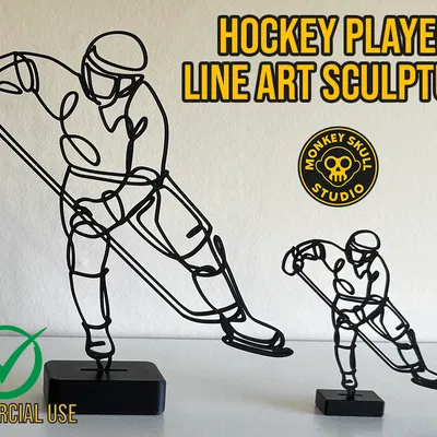 Tượng Line Art Vận Động Viên Hockey