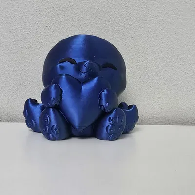 Bạch tuộc Valentine dễ thương màu xanh silk ôm trái tim