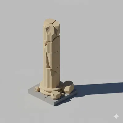 Cột đổ vỡ Low Poly (Low Poly Ruined Column)
