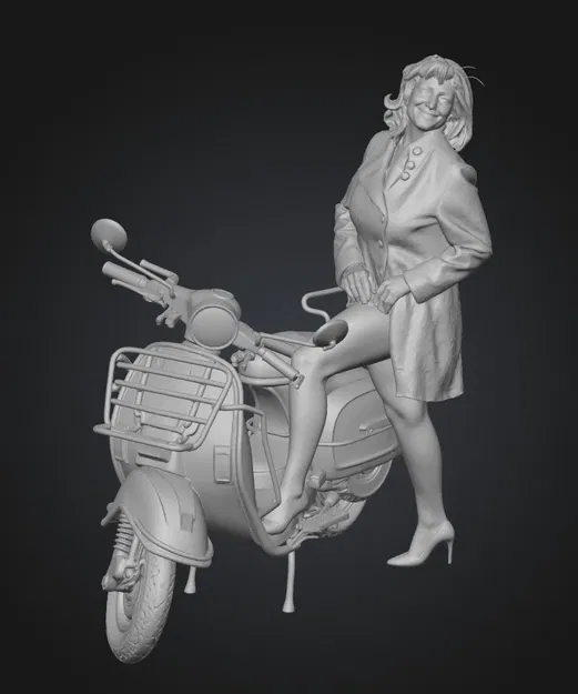 Cô nàng Retro Chic trên chiếc xe scooter đỏ - Image 1