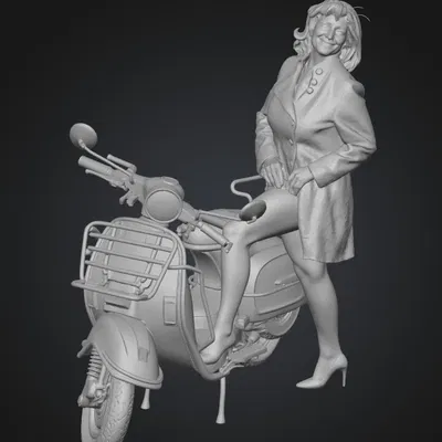 Cô nàng Retro Chic trên chiếc xe scooter đỏ