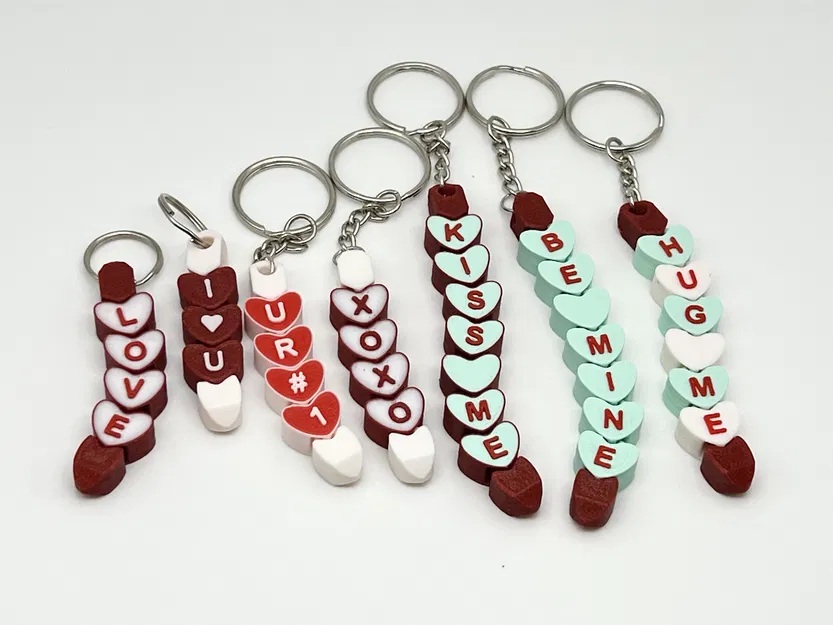 Key Tag Valentine Khớp Nối Print-in-Place Tùy Biến Nội Dung - Image 1