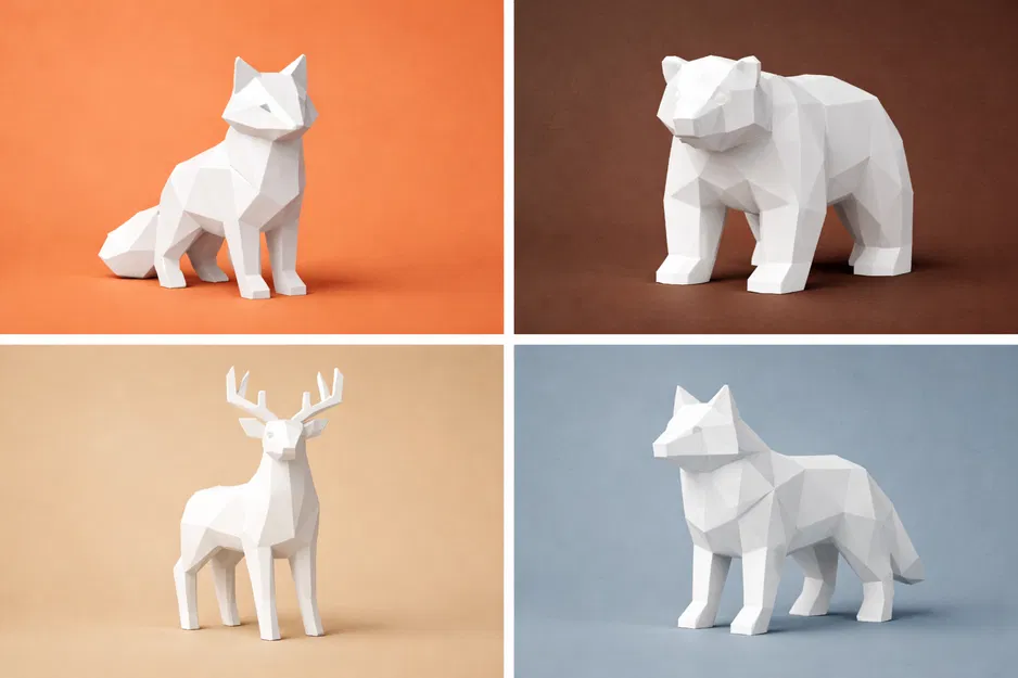 Bộ Thú Rừng Tối Giản Trừu Tượng – Forest Set (Low Poly, 4 mẫu) - Image 2
