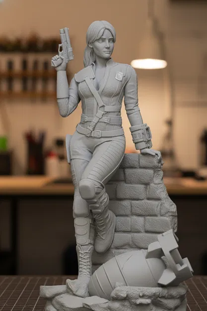 Tượng 3D Lucy MacLean (Fallout) – Vault 33, Pip-Boy & Súng Ngắn - Image 1