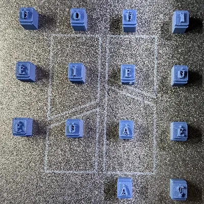 Con dấu bảng chữ cái cho dập đất sét – dấu tiếng Pháp (A E I O U)