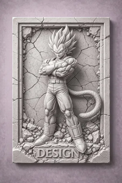 Chiến Binh Saiyan SSJ1 – Tượng Phù Điêu Nổi Cao Phá Khung Đá - Image 1