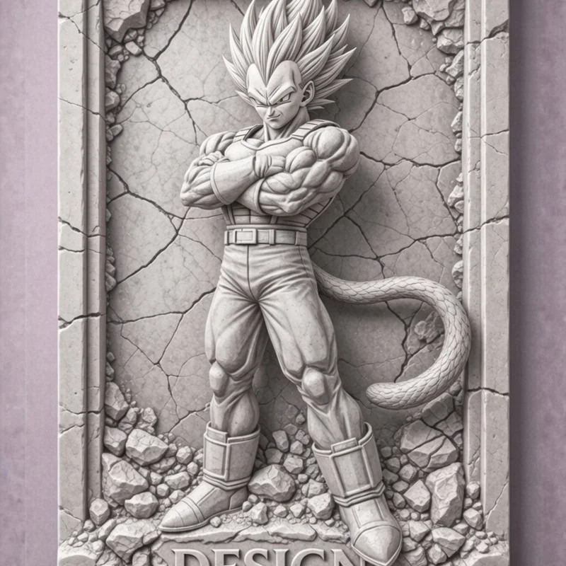 Chiến Binh Saiyan SSJ1 – Tượng Phù Điêu Nổi Cao Phá Khung Đá