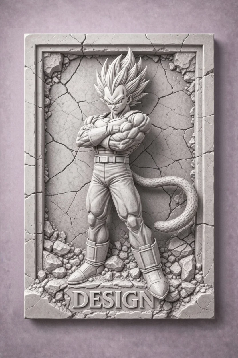 Chiến Binh Saiyan SSJ1 – Tượng Phù Điêu Nổi Cao Phá Khung Đá 1