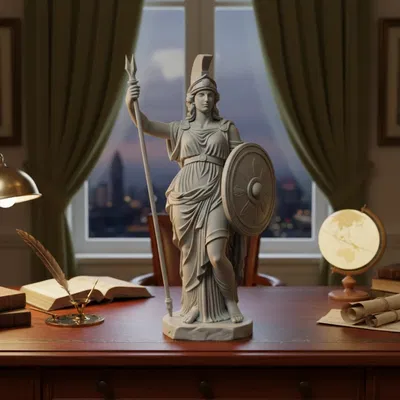 Tượng Athena – Nữ thần trí tuệ cầm giáo và khiên