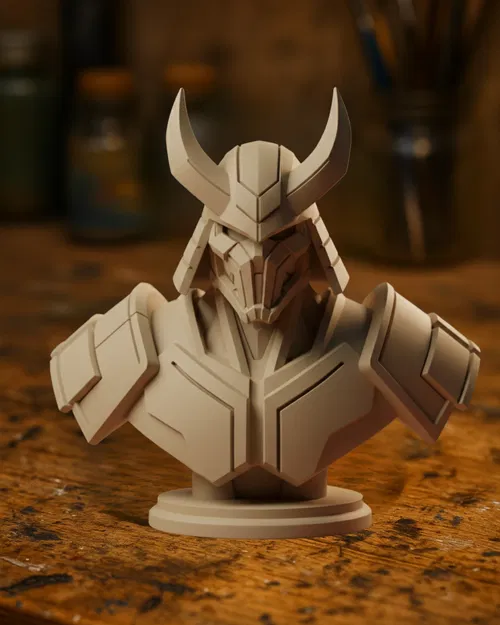 Tượng Bust Mũ Chiến Samurai Tương Lai (Futuristic Samurai War Helmet Bust) - Image 1