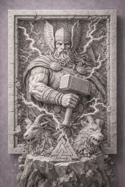 Thor – Thần Sấm Bắc Âu (Phù điêu điêu khắc Viking) - Image 1