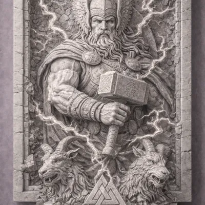 Thor – Thần Sấm Bắc Âu (Phù điêu điêu khắc Viking)
