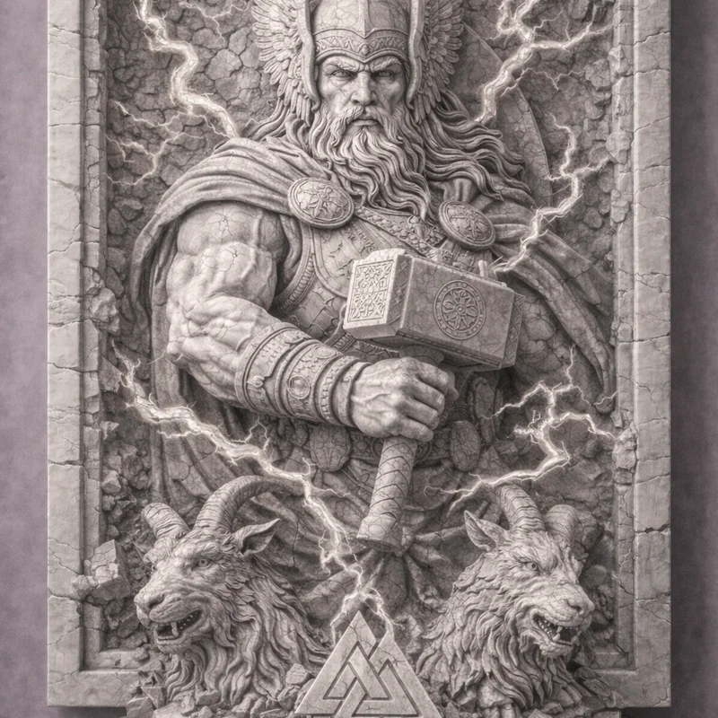 Thor – Thần Sấm Bắc Âu (Phù điêu điêu khắc Viking)