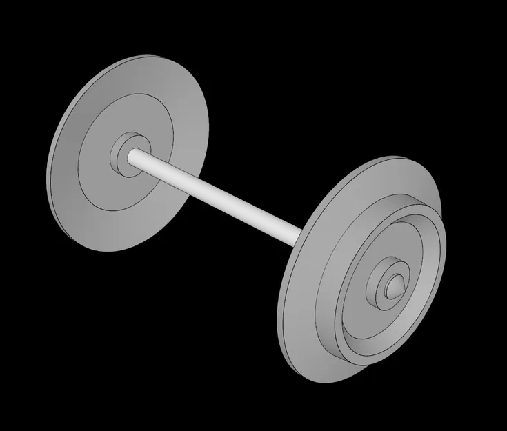 Trục 5 x 100 LDU kèm 2 bánh tàu tâm kín (LEGO Compatible 57877c01.dat) - Image 1