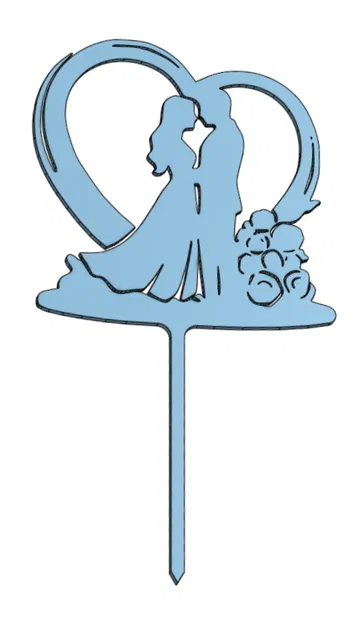 Romantic Cake Topper #1 – Cake topper cô dâu chú rể trong khung tim - Image 2