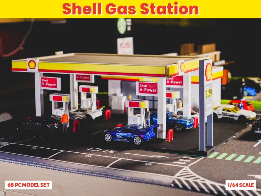 Bộ Mô Hình Trạm Xăng Shell - Diorama Tỷ Lệ 1:64 - Image 1