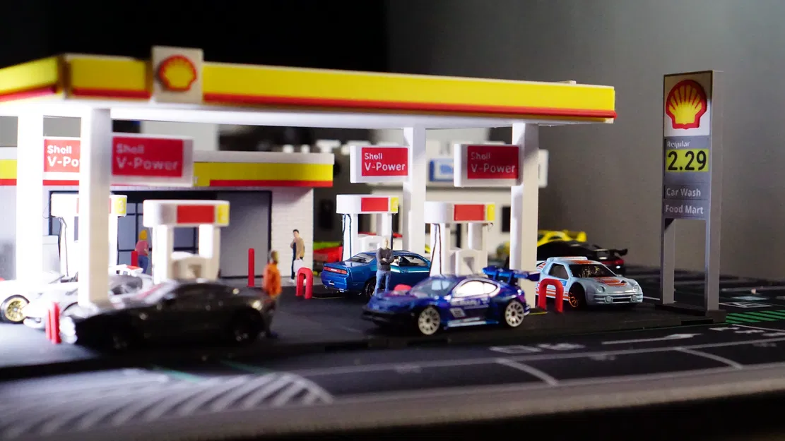 Bộ Mô Hình Trạm Xăng Shell - Diorama Tỷ Lệ 1:64 - Image 2