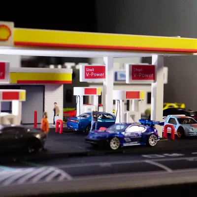 Bộ Mô Hình Trạm Xăng Shell - Diorama Tỷ Lệ 1:64