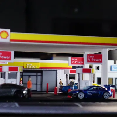 Bộ Mô Hình Trạm Xăng Shell - Diorama Tỷ Lệ 1:64