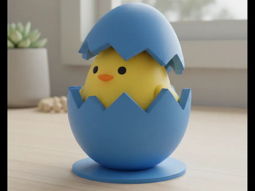 Mô hình dễ thương: Trứng nứt với gà con bên trong - Image 1